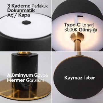 MeraGold Şarjlı Masa Lambası