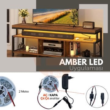 4040 Şerit LED Tak Çalıştır Hazır Set, Çıt Çıt Aç-Kapa Anahtar ve Adaptör Dahil, Gizli Aydınlatma, Mutfak, Tezgah, Dolap İçi ve Ayna İçin