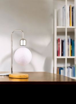 Yüzen Ay Led Masa Lambası, Kablosuz Telefon Şarjı, 3 Işık Modu Ve Vintage-modern Tasarım