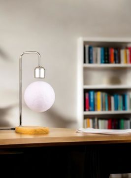 Yüzen Ay Led Masa Lambası, Kablosuz Telefon Şarjı, 3 Işık Modu Ve Vintage-modern Tasarım