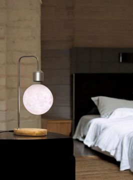 Yüzen Ay Led Masa Lambası, Kablosuz Telefon Şarjı, 3 Işık Modu Ve Vintage-modern Tasarım