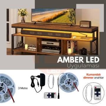 Şerit LED Tak Çalıştır Hazır Set, Kumandalı Dimmer ve Adaptör Dahil, Gizli Aydınlatma, Mutfak, Tezgah, Dolap İçi ve Ayna İçin