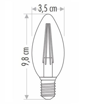Cata 4W Flamanlı Şeffaf Led Buji Ampul Günışığı E14