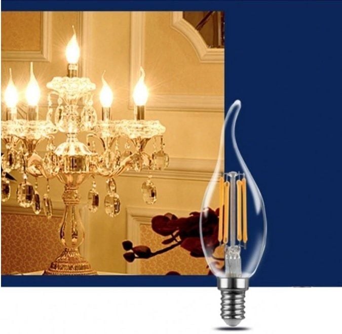 Cata 4W Flamanlı Şeffaf Led Kıvrık Buji Ampul Günışığı E14
