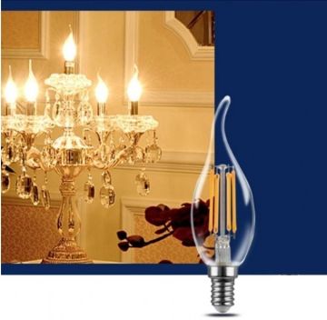 Cata 4W Flamanlı Şeffaf Led Kıvrık Buji Ampul Günışığı E14