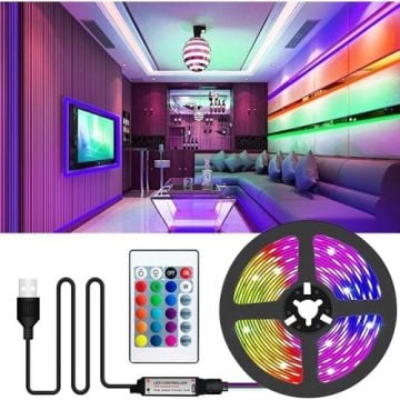 Cata 5v Usb Girişli Tv Arkası Ambiyans RGB Şerit Led Seti Kumandalı 3 Metre