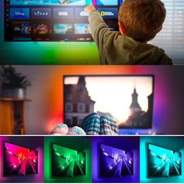 Cata 5v Usb Girişli Tv Arkası Ambiyans RGB Şerit Led Seti Kumandalı 3 Metre