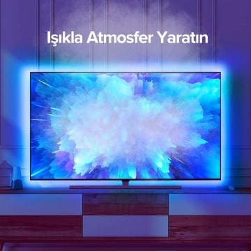 Cata 5v Usb Girişli Tv Arkası Ambiyans RGB Şerit Led Seti Kumandalı 3 Metre